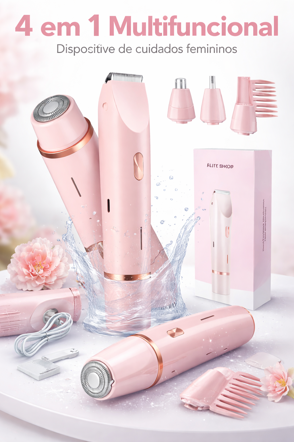 Depilador Elétrico Corporal e Facial 2 em 1 (Á prova D'Água)