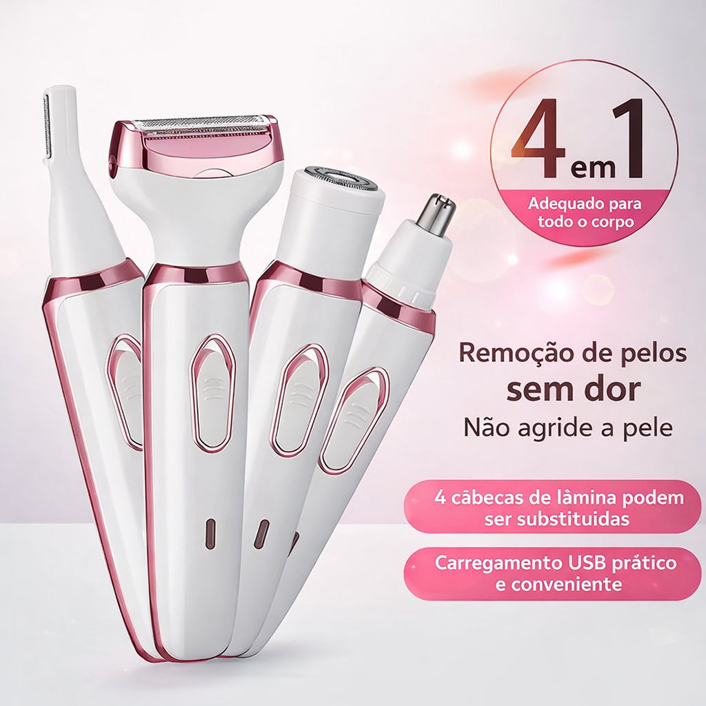 Depilador Elétrico Feminino 4 em 1 Depilação Completa Para Todo o Corpo!