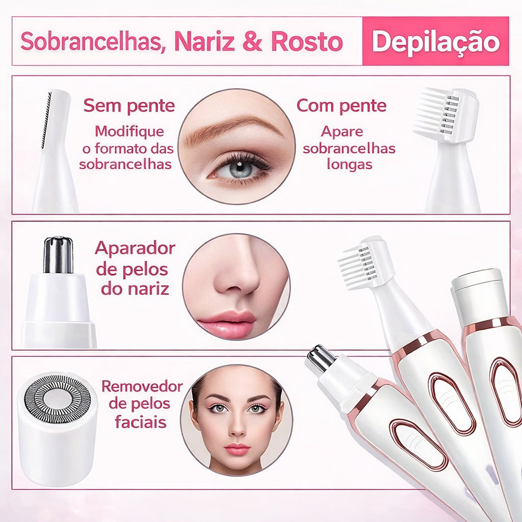 Depilador Elétrico Feminino 4 em 1 Depilação Completa Para Todo o Corpo!