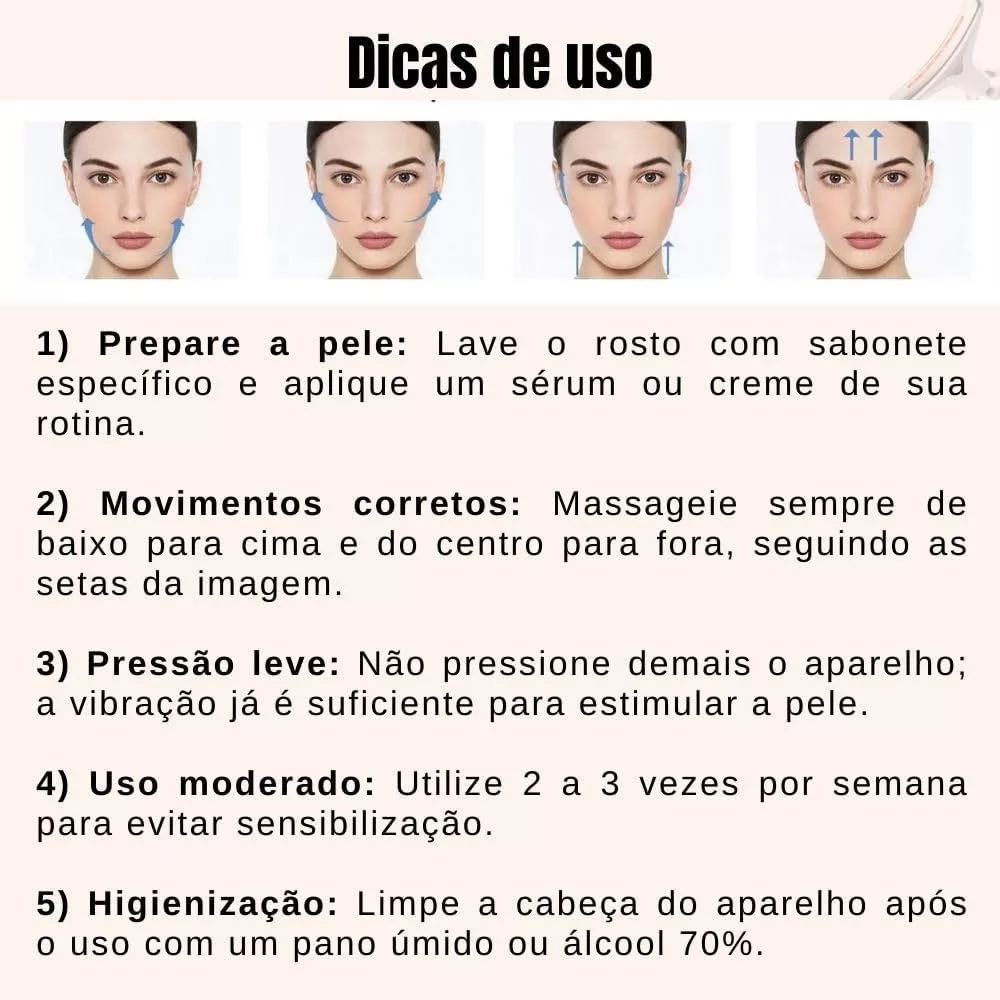 Massageador De Pescoço e Rosto LED Vibração Fototerapia Para Rejuvenescer Firmeza Anti-Rugas