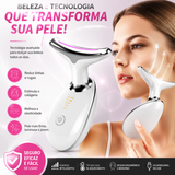 Massageador De Pescoço e Rosto LED Vibração Fototerapia Para Rejuvenescer Firmeza Anti-Rugas