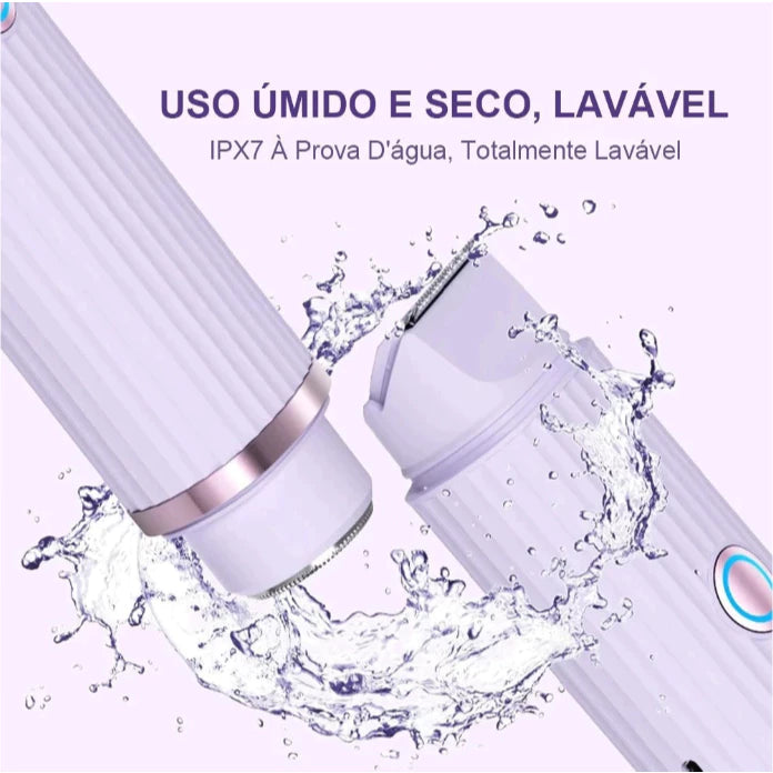 Depilador Feminino Recarregável 2 em 1 com Lâmina Anticorte