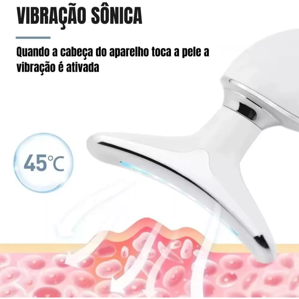 Massageador De Pescoço e Rosto LED Vibração Fototerapia Para Rejuvenescer Firmeza Anti-Rugas